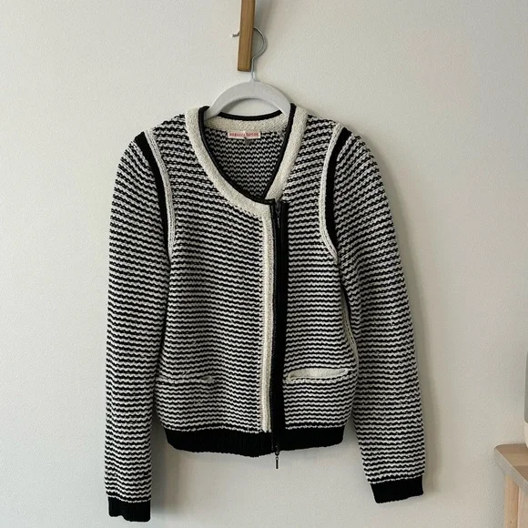 Rebecca Taylor tweed knit zip-front moto jacket - Picture 1 of 4